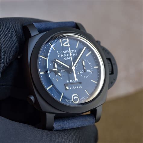 panerai luminor chrono monopulsante 8 giorni gmt blu notte pam01135|panerai chrono gmt blu notte.